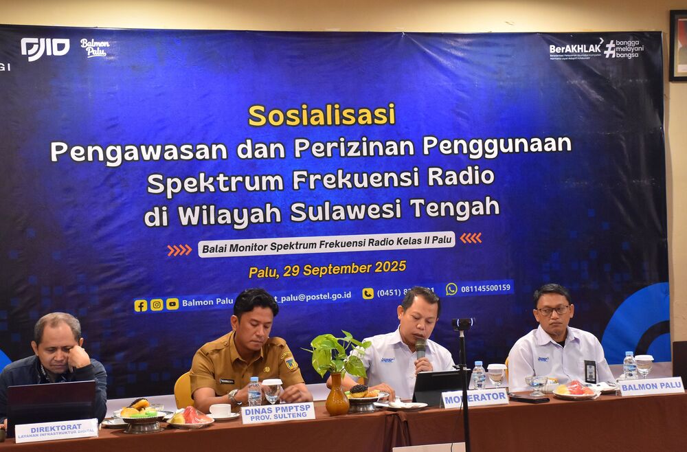 Balmon Palu Gencarkan Sosialisasi Tertib Perizinan Frekuensi Radio dengan tema  “Pengawasan dan Perizinan Penggunaan Spektrum Frekuensi Radio di Wilayah Sulawesi Tengah” , Seniin, (29/09/2025)