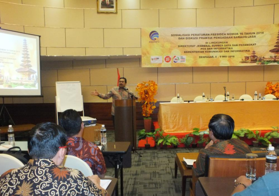Ilustrasi: Anggap Tugas Pengadaan Barang Jasa Tantangan Bukan Ancaman, Pernyataan tersebut disampaikan oleh Direktur Jenderal Sumber Daya dan Perangkat Pos dan Informatika (Dirjen SDPPI) Ismail dalam sambutannya ketika membuka Sosialisasi Perpres Nomor 16 Tahun 2018 Tentang Pengadaan Barang dan Jasa Pemerintah di lingkungan Ditjen SDPPI, Kementerian Komunikasi dan Informatika, di Kuta, Kabupaten Badung, Bali, Selasa (8/5).