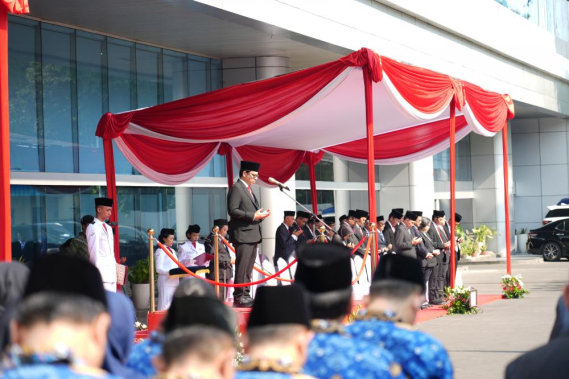Ilustrasi: Wakil Menteri Kominfo Nezar Patria memimpin Upacara Peringatan Sumpah Pemuda di halaman kantor Kementerian Kominfo, Sabtu (28/10/2023).